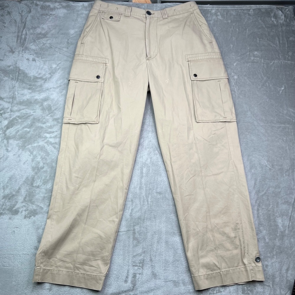 Vintage Polo Ralph Lauren Cargo Pants Mens 36x32 Khaki Relaxed Fit Pockets Twill